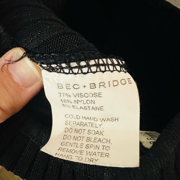 Bec + Bridge Black Middle Cutout High Neck Instinct Ribbed Midi Dress Size M - Picture 10 of 14